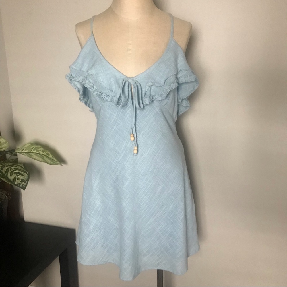 Free People light blue ruffle top sundress size M